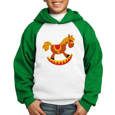 Imagem de Moletom Infantil Cavalo Balanço - Foca na Moda, Branco, Verde, 2