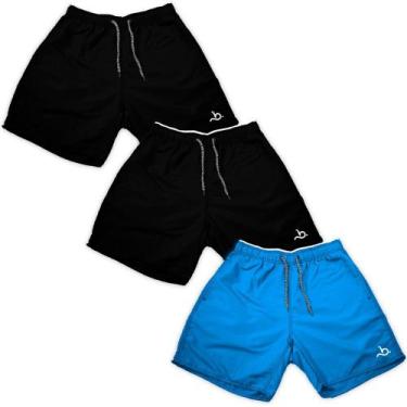 Imagem de Kit 3 Bermuda Shorts Masculino Esportivo Básico Azul Preto - Bueno Sto