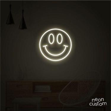 Imagem de luminaria letreiro Neon Led Smile 60x60 luminoso decoração p/ selfie -