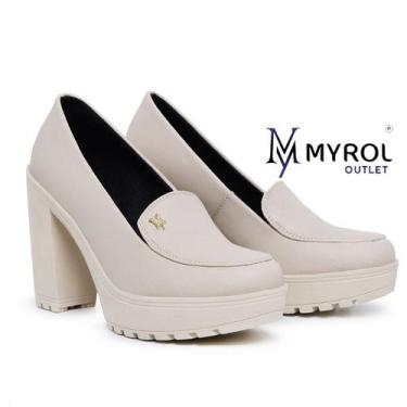 Imagem de Mocassim Feminino Oxford Salto Alto Com Metal Myrol Oulet - Myrol Outl