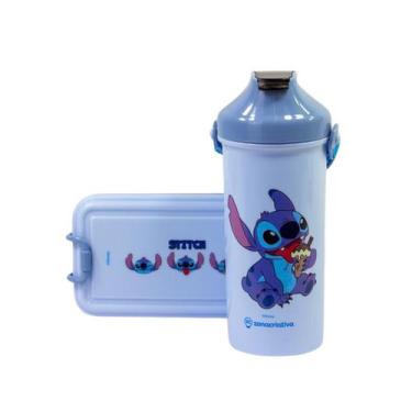 Imagem de Kit Lancheira Marmita Infantil c/ Talher e Garrafa Stitch - Zona Criat
