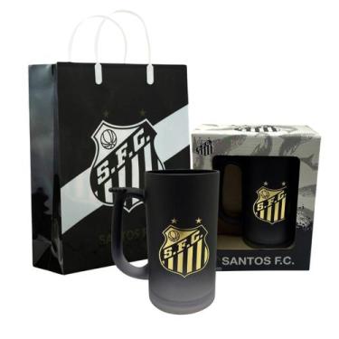 Imagem de Caneca Chopp 500Ml e Sacola Presente Santos FC Licenciado - Cebola e T