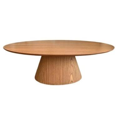 Imagem de Mesa de Centro Cone Oval 120x60 cm Base Laminada em Madeira Freijó Tam