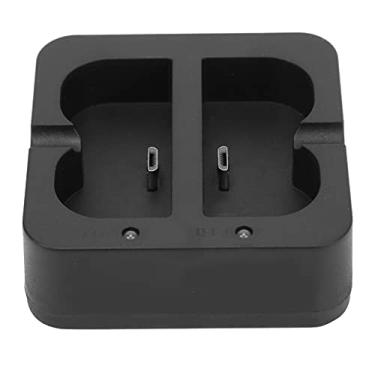 Imagem de Bateria Plástica do Carregador da Campainha de Vídeo do Carregador Duplo Com 2 Portas de Carregamento Pretas