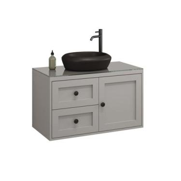 Imagem de Gabinete Banheiro Provençal 80 Cuba Cristal Branca ou Preta - Astral D