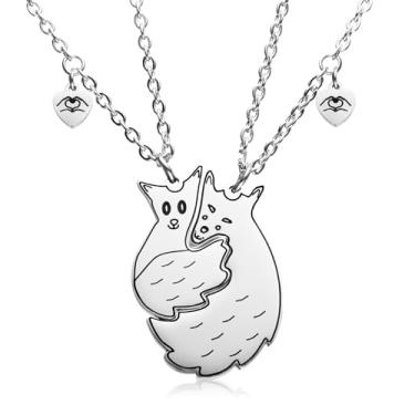 Imagem de Pholidof Conjunto de colar de amizade para 2, presentes de casal para ele e ela, colar com pingente de coração para adolescentes, mulheres, homens, melhor amigo, conjunto com 2 berloques de dia dos