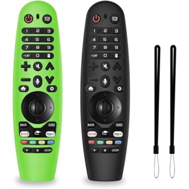 Imagem de 2 pacotes de capa remota de silicone para LG AN-MR19BA / LG AN-MR18BA / LG AN-MR600 / LG AN-MR650/ Magic Remote Control, capa protetora leve Alquar com cordão para controle remoto LG Smart TV