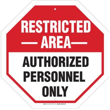 Imagem de Brady 103646 Placa refletiva de segurança de alumínio, 61 cm x 61 cm, legenda "Somente pessoal autorizado de área restrita"