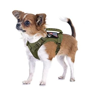 Imagem de Peitoral tático para cães pequenos colete tático para filhotes com cabo de borracha K9 colete militar ajustável para gatos para treinamento ao ar livre Peitoral para cães XS (Arnês verde)