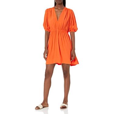 Imagem de HUGO Vestido curto feminino crepe manga, Vermelho chamas, 42