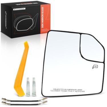 Imagem de A-Premium Vidro espelhado aquecido do lado direito do passageiro com placa de suporte - compatível com Ford F-150 F150 2015-2020 - Espelho convexo de vista lateral externa com vidro Spotter