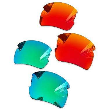 Imagem de Combine8 2 pares de lentes de reposição ploarizadas para óculos de sol Oakley Flak 2.0 XL OO9188 - vermelho fogo + verde
