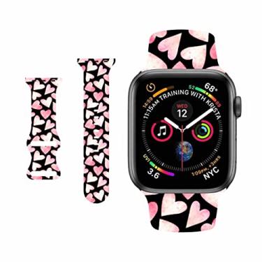 Imagem de BONICI Pulseira de relógio inteligente para Apple Watch iWatch 7/6/SE/5/4/3/2/1 (42 mm, 44 mm, 45 mm), linda e elegante pulseira de substituição de borracha de silicone macia esportiva – J