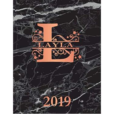 Imagem de Layla 2019: Personalized Name Weekly Planner 2019. Monogram Letter L Notebook Planner. Black Marble & Rose Gold Cover. Datebook Calendar Schedule