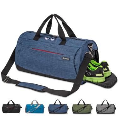 Imagem de Kuston Bolsas esportivas masculinas e femininas de viagem, bolsas esportivas, armários de sapatos, capas de varão e bolsos molhados, Azul marinho