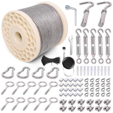 Imagem de Kit de cabo de aço inoxidável revestido de vinil Toyeah 250FT 1/8"