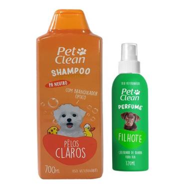 Imagem de Kit Shampoo Condicionador Perfume Banho Cães Gatos Clareador - Pet Cle