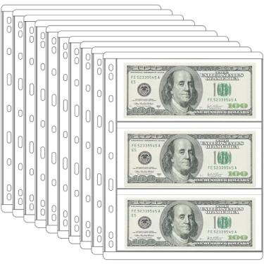 Imagem de Ettonsun 10 folhas capas para moedas páginas de suprimentos de coleção de papel-moeda, página de coleta de moeda, mangas de fichário de moedas padrão de 9 furos para notas de cupom, coleção de moedas