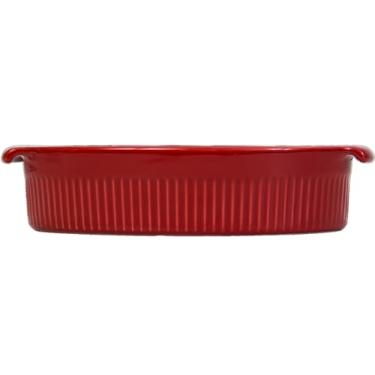 Imagem de Germer, Travessa oval em porcelana, modelo assar ou servir, Funda, refratária, 1100 ml, Vermelho