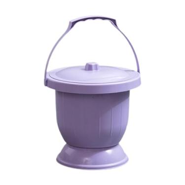 Imagem de predolo Potão de câmara de câmara com tampa de petrenamento de petro de urinol spittoon portátil para carros acampando fêmeas idosos adultos para crianças, Purple S