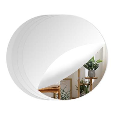 Imagem de Abyssaly Adesivos de espelho circular para paredes 4 pacotes autoadesivos adesivos em espelhos azulejos 11,8 pol. x 11,8'' acrílico 2 mm espelhos de parede inquebráveis folhas de decoração para