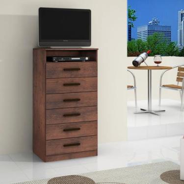 Imagem de Cômoda Rack Multifuncional para TV com 6 Gavetas - Full Economize, Caf