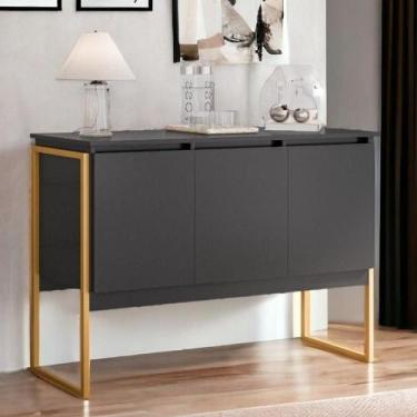 Imagem de Buffet Aparador de Sala Jantar com Pés Dourado - CasaH, Preto Dourado
