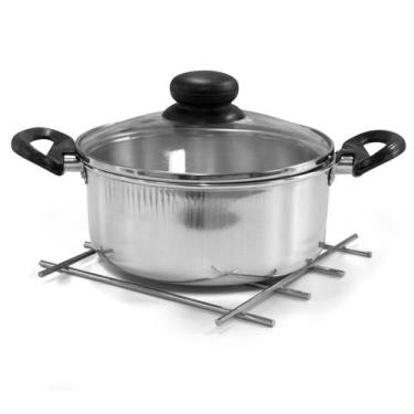 Imagem de Descanso De Panela Quadrado Cromado Kit Com 3 Pçs - BibiCatsSP