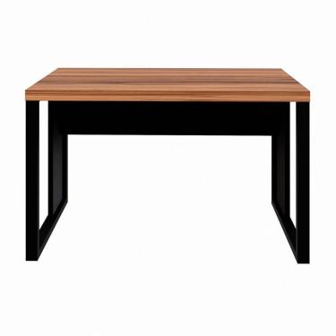 Imagem de Mesa Escrivaninha Retangular Office 150cm Pé Quadro Nogal-preto