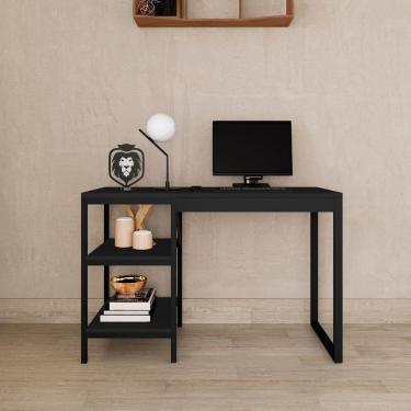 Imagem de Mesa Para Computador Estilo Industrial Office Com Prateleira Slim Preto