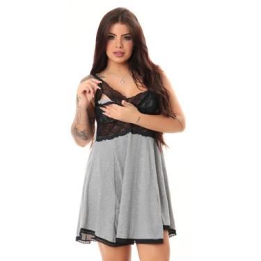 Imagem de Camisola Gestante Viscolycra Amamentação Renda Vestido Dormir Prática 