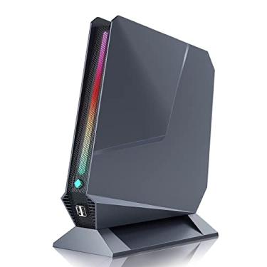 Imagem de Mini PC para jogos, Intel Core i7-8750H com GeForce GTX 1050 3G RGB Lights Mini Gaming Computer, 16GB DDR4 512GB PCIE 3.0 SSD, 2X HDMI+Tipo-C/1G LAN/WiFi6/BT5.2, Win 11 Pro Desktop PC, prata