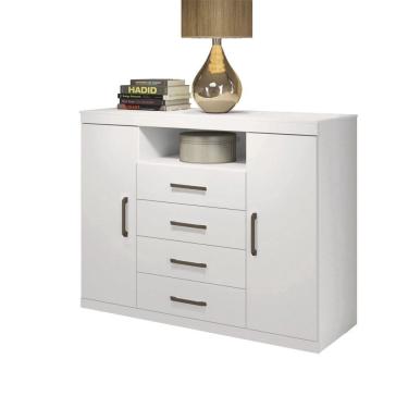 Imagem de Cômoda Santos Andirá Havana Master Com Nicho 4 gavetas 2 portas Branco/Branco
