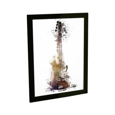 Imagem de Quadro Decorativo Guitarra Ilustração Branca E Tons De Marrom Quarto Sala Decoração Poster