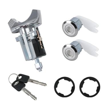 Imagem de Interruptor de ignição com cilindros de fechadura de porta de chave compatível com Ford Bronco F150 F250 F350 E150 E250 E350 Ranger Crown Victoria substitui # C-42-150 DP-42-122 (Ford F-Series e