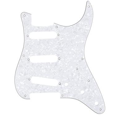 Imagem de Musiclily Pro 8 Furos 50s Estilo Vintage Escudo SSS Pickguard Strato para Guitarra Americanaa Stratocaster 57, 4 Camadas Branco Perolado