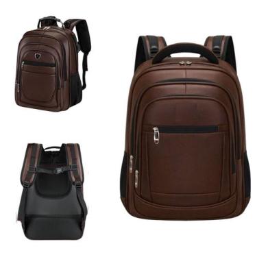 Imagem de Mochila de Couro Grande De Luxo Resistente Trabalho Unissex Faculdade 