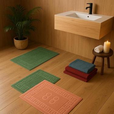 Imagem de Piso Banheiro 100 Algodão Alto Relevo Kit 3 Unidades Seca Rápido SORTI