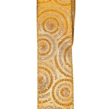 Imagem de Reliant Ribbon Renee Fita de borda com fio, 5,8 cm x 23,8 m, dourada/prata