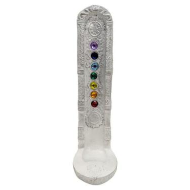 Imagem de Incensario 7 Chakras Branco Vertical Univ 22 cm Resina - Lua Mística -