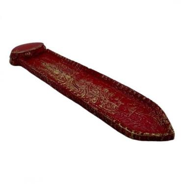 Imagem de Incensário Régua 23 cm Universal Vermelho e Dourado Resina - Lua Místi