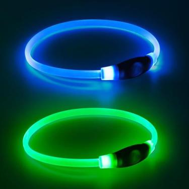 Imagem de Coleira para cães Kpuplol LED Light Up USB recarregável à prova d'água