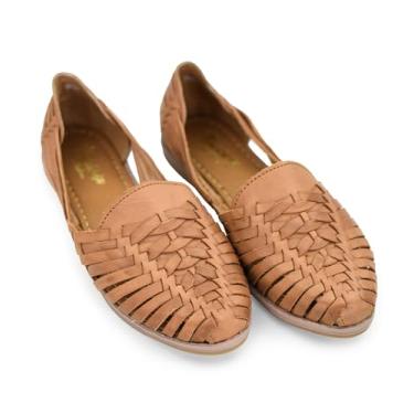 Imagem de Macarena Collection Sandália feminina Huarache de couro colorido estilo mexicano cor 2206, Bronzeado, 38
