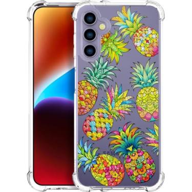 Imagem de ENDIY Capa para S24+ Plus Capa para mulheres capa de telefone fofa design transparente, compatível com Samsung Galaxy S24+ Plus capa transparente legal kawaii, colorido abacaxi fruta tropical verão