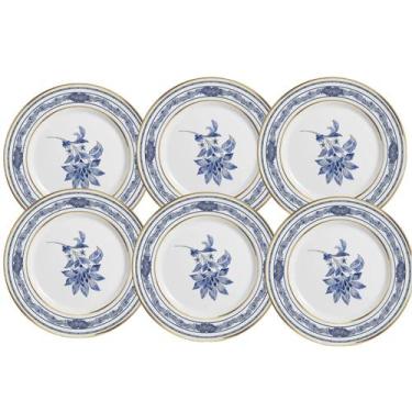 Imagem de Jogo de Pratos Raso Cerâmica 29cm Kit 6 Peças Refeição Xangai Azul All