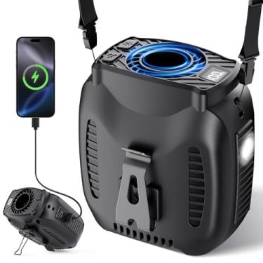 Imagem de VOSFEEL Ventilador de cintura portátil de 16000 mAh recarregável, fluxo de ar forte de 5 velocidades, tempo de execução de 48H, com lanterna, ventilador de cinto pessoal vestível para acampamento, ao
