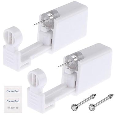 Imagem de prgislew Kit de piercing de nariz com unidade de segurança descartável para piercing de nariz com kit de piercing de nariz para cartilagem (4 peças), 6pcs, Plástico, Sem Pedra Preciosa