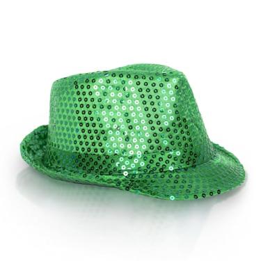 Imagem de Windy City Novelties Masculino Fedora de Lantejoulas Verdes Brilhantes – Chapéu de Festa Do Dia de São Patrício para Celebrações e Noites Elegantes