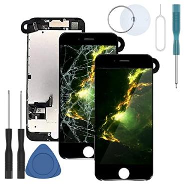 Imagem de Compatível com iPhone 8 (4,7 polegadas) tela preta de substituição LCD Touch Digitizer Display completo com sensor de proximidade Alto-falante câmera frontal e ferramenta de reparo gratuita, Preto