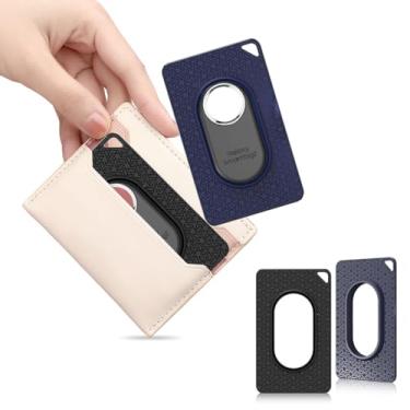 Imagem de BIQIRE Para Galaxy SmartTag2, porta-cartões [2 unidades], capa ultrafina para cartões SmartTag2, suporte de cartão inteligente TPU macio para carteira, bolsa, mochila| permanece oculto (preto + azul)